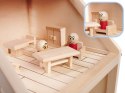 Domek dla lalek drewniany mebelki i ludziki 40cm