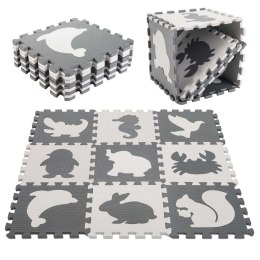 Mata edukacyjna dla dzieci piankowa puzzle 9 elementów 85 x 85 x 1 cm szara