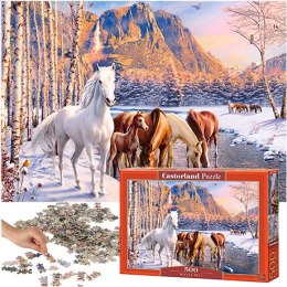 Puzzle układanka 500 elementów Konie zimowy krajobraz 9+ CASTORLAND