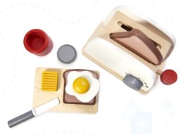 Toster drewniany opiekacz akcesoria kuchenne zestaw śniadaniowy biały