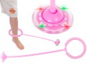 Hula hop dla dzieci na nogę skakanka piłka świecąca LED różowa