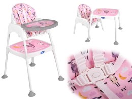 Krzesełko do karmienia stoliczek stolik krzesło 3w1 różowy