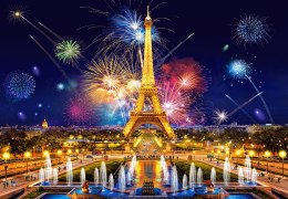 CASTORLAND Puzzle układanka 1000 elementów Glamour of the Night, Paris - Fajerwerki nad Wieżą Eiffla 68x47cm