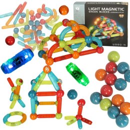 Klocki magnetyczne LED magnetic sticks duże patyczki świecące dla małych dzieci 52 elementy