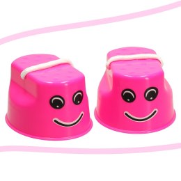 Szczudła dla dzieci do skakania kubełkowe chodaczki równowaga 2 sztuki różowe