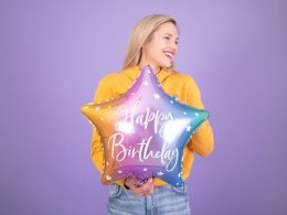 Balon foliowy urodzinowy gwiazdka Happy Birthday 40cm kolorowy