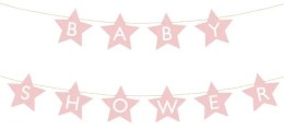 Baner napis na baby shower gwiazdki jasnoróżowe 290cm x 16,5cm