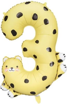 Balon foliowy urodzinowy cyfra "3" - Gepard 55x75 cm