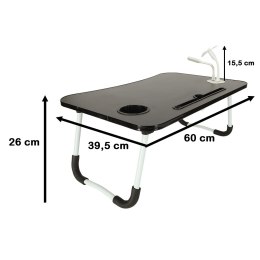 Stolik pod laptopa składany do łóżka USB czarny
