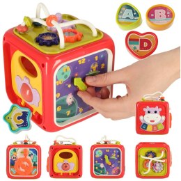 Zabawka edukacyjna interaktywna sensoryczna manipulacyjna kostka sorter klocków