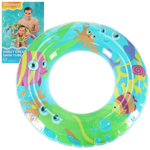 BESTWAY 36013 Kółko dla dziecka do pływania koło dmuchane rybki żółwie 3-6lat 60kg