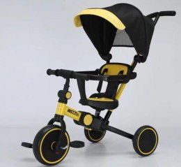 Rowerek dla dziecka trójkołowy TRIKE FIX V4 żółto-czarny z daszkiem
