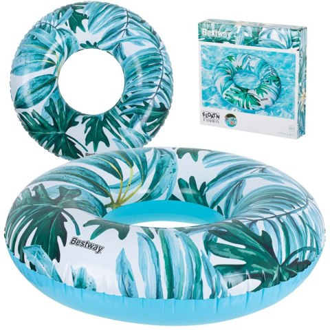 BESTWAY 36237 Kółko dla dzieci do pływania koło dmuchane palmy liście niebieski max 90kg